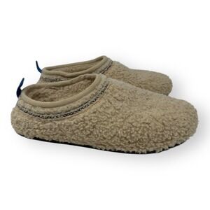 Bombas Sunday Slippers Women 8 Beige Sherpa House Shoes Slip On Fuzzy Comfort